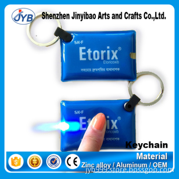 custom pvc leather cheap LED light keyring